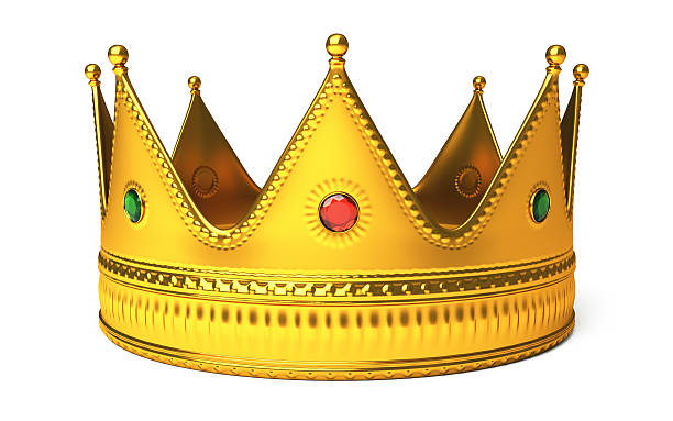 corona de oro aislado en blanco - king fotografías e imágenes de stock