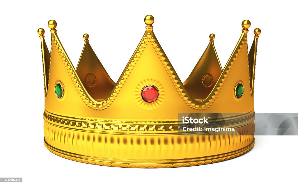 Золотой короной, изолированные на белом - Стоковые фото Корона - головной убор роялти-фри