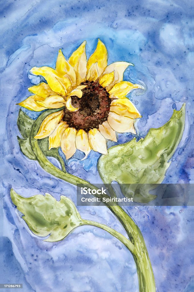 Sonnenblume auf Yupo - Lizenzfrei Sonnenblume Stock-Illustration