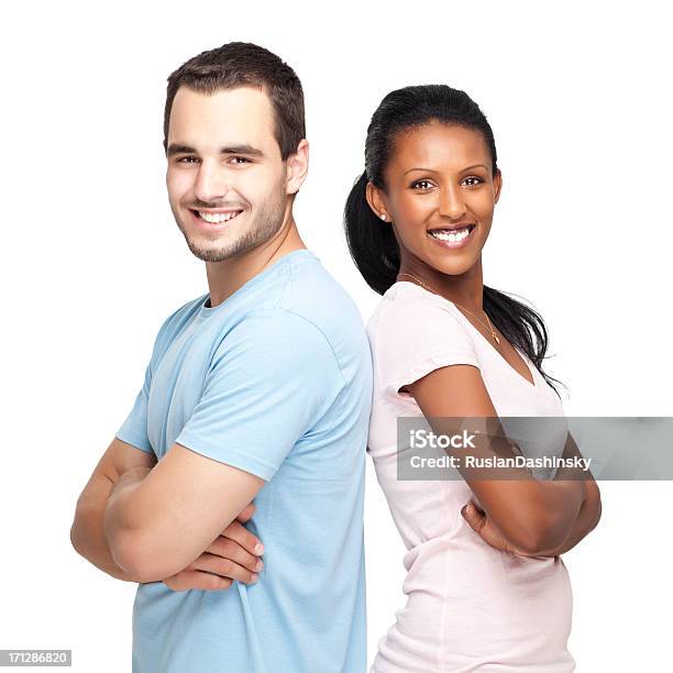 Sorridente Giovane Studente - Fotografie stock e altre immagini di Sfondo bianco - Sfondo bianco, Relazione di coppia, Due persone