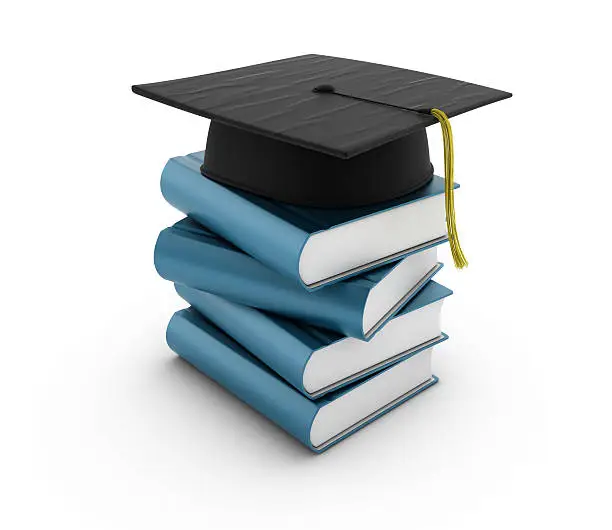 Photo of Stack of Books with Graduation Cap