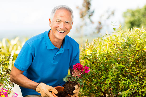 istock Senior Man Planting A Sapling In Garden. 171287000