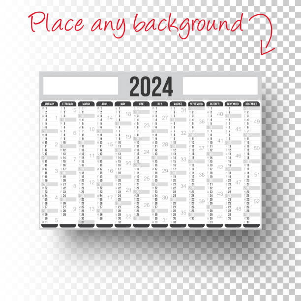 kalender 2024 isoliert auf leerem brackground - today englischer begriff stock-grafiken, -clipart, -cartoons und -symbole