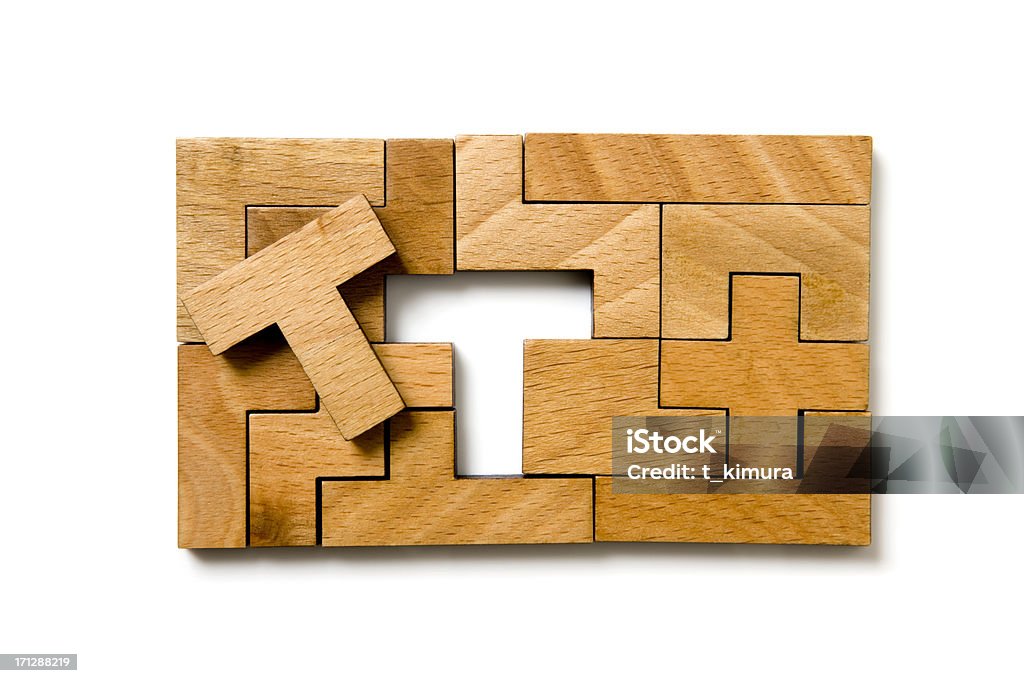 Hölzerne Puzzle - Lizenzfrei Holz Stock-Foto