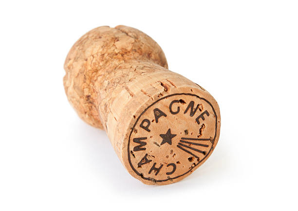 tappo di champagne, isolato su bianco - champagne cork isolated single object foto e immagini stock