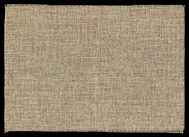 pezzo di iuta isolato - burlap textile patch canvas foto e immagini stock