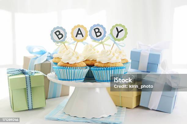 Baby Cupcakes Stock Photo - Download Image Now - Baby Shower, Gift, No People