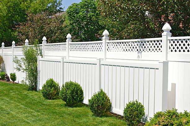 Contemporary white fence stock photo