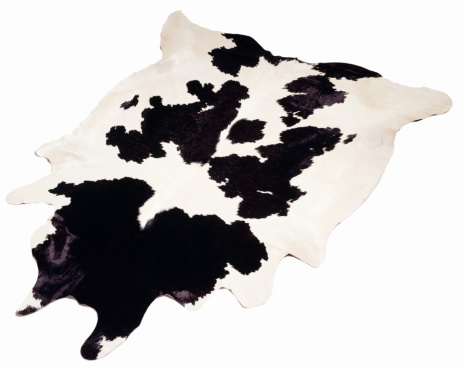 Alfombra de piel de vaca en blanco. photo