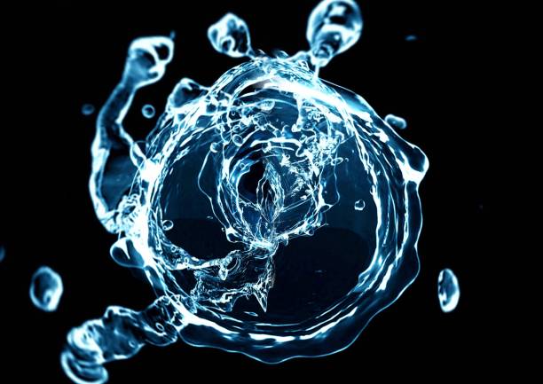 istock Black background with abstract blue water bubbles 1712899914