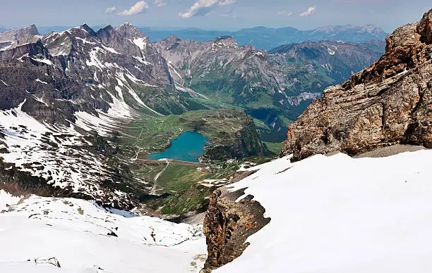 "Engelberg valley and lake Trubsee view from Mount Titlis, Switzerland"