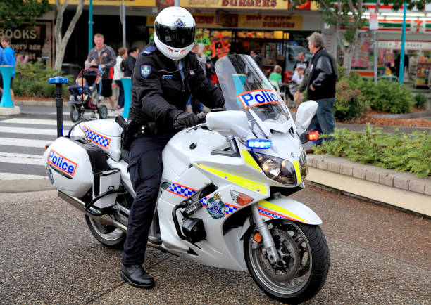 Queensland motorcycle Police display their vehicles and equipment stock photo