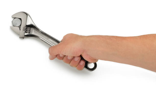 istock Bolt and Wrench Being Tightened on White 171290309