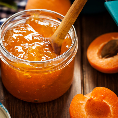 Fresh cooked apricot marmalade