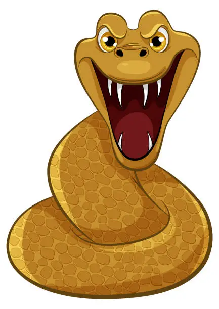 Vector illustration of Yellow Snake Biting