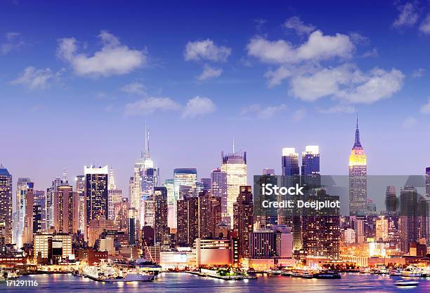 Midtown Manhattan City Skyline In New York Usa Stock Photo - Download Image Now - Architecture, Blue, Building Exterior