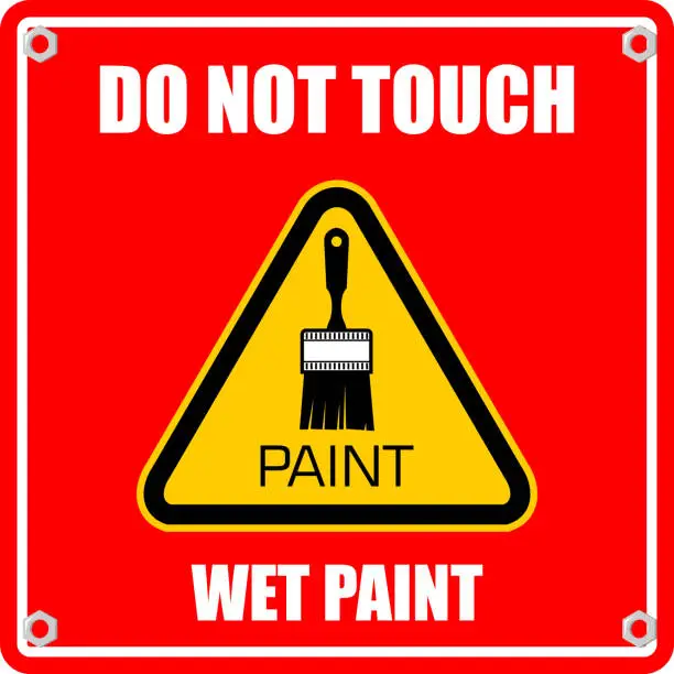 Vector illustration of Do Not Touch, wet paint, sign and sticker vector