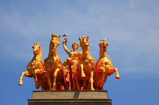Sculpture of mythological equestrian on a fountain the cascade in park De la Ciutadella in barcelona, catalonia, spain