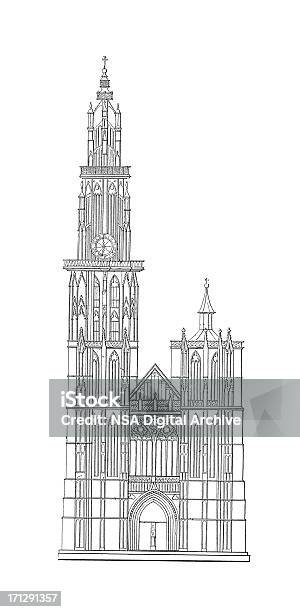 Kathedrale Von Antwerpen Antwerpen Belgien Und Antiken Architektur Illustrationen Stock Vektor Art und mehr Bilder von Kathedrale