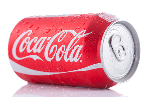 Cairo, Egypt, April 24 2023: CoCaCola Coca Cola HBC Coca-Cola Hellenic Bottling Company, Operating one of the largest soft drink operations in Egypt, Food and Beverage Production, selective focus