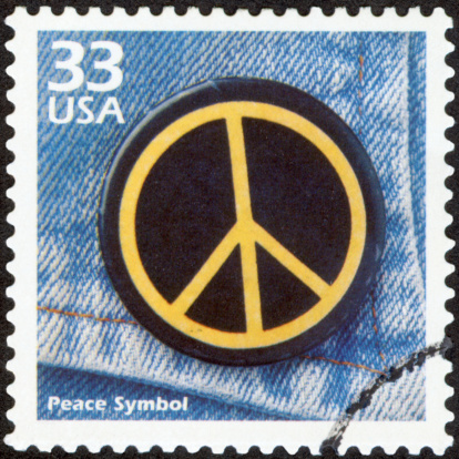 peace sign patch on jeans pocket