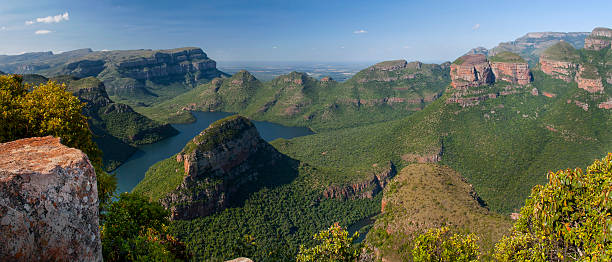 Blyde river canyon and the three rondavels Blyde river canyon and the three rondavels drakensberg mountain range stock pictures, royalty-free photos & images