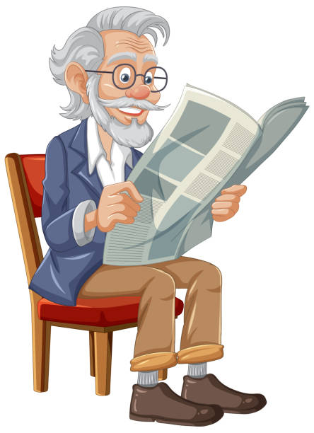 istock Vintage Chair Reading: Old Grandfather with Beard and Glasses 1712923956