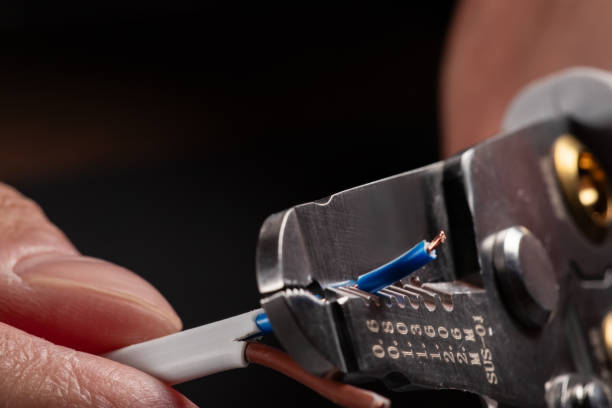 istock Close-up of a stripped ground wire by a wire stripper 1712923990