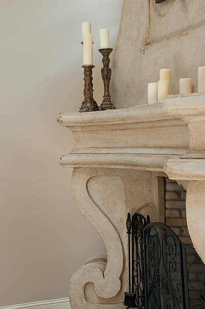 istock Close up of pillar style fireplace 171292752