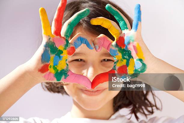 Painted Hands Sign Heart Stock Photo - Download Image Now - Child, Painting - Activity, Heart Shape