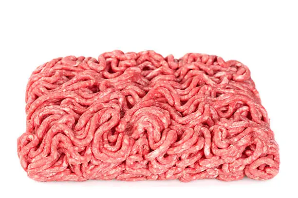 Raw minced (ground) meat isolated on a white