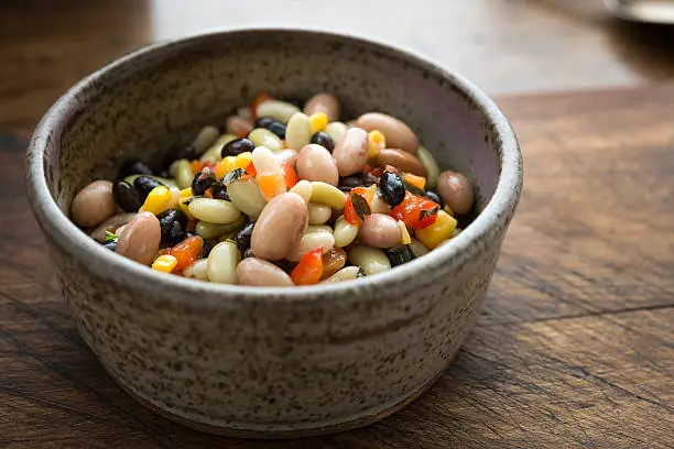 Bowl of Mixed Bean Salad.