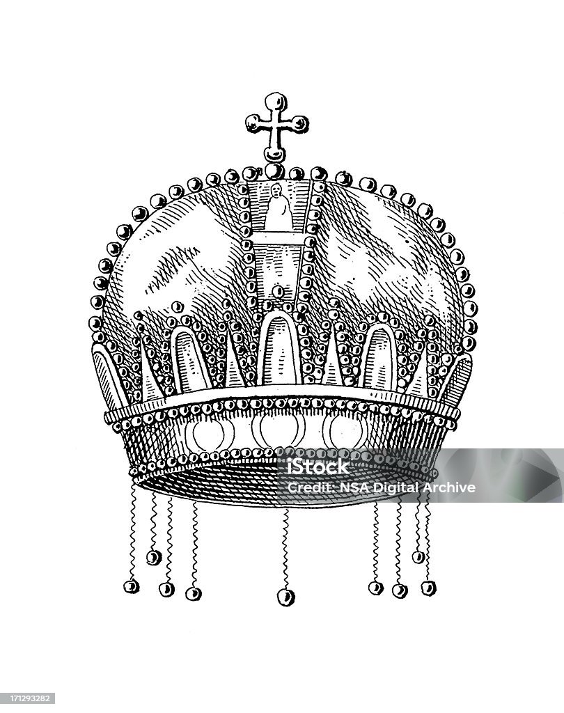 Hungarian Royal Crown/Historic símbolos da monarquia e valor - Ilustração de Coroação royalty-free