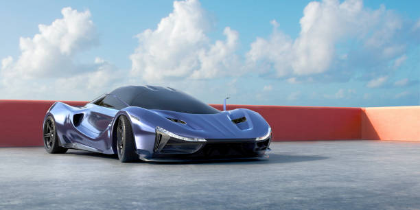 istock Modern Sports Car Parked On Rooftop 1712932933