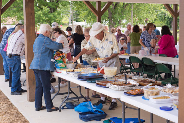 Pitch in Dinner at the Picnic Shelter stock photo