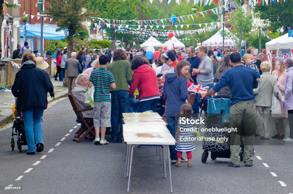 クイーンのダイヤモンドジュビリーの路上パーティ,London - 로열티 프리 노상파티 스톡 사진