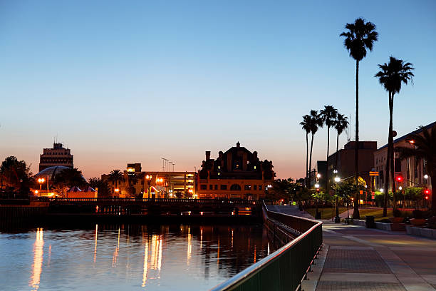 Stockton, California Stockton, California downtown skyline along the San Joaquin River. Stockton is a city in and the county seat of San Joaquin County, north−central California. stockton california stock pictures, royalty-free photos & images