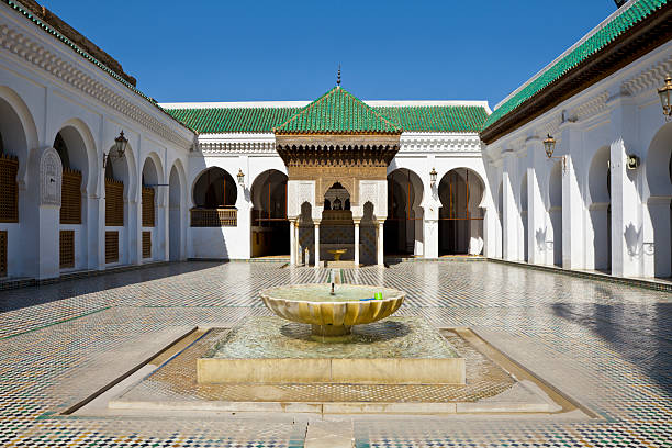 Morocco Founded by a wealthy Tunisian woman, Fatima Alfehri, daughter of a rich merchant, Al Karaouine University and its affiliated mosque are among the world’s oldest. madressa photos stock pictures, royalty-free photos & images