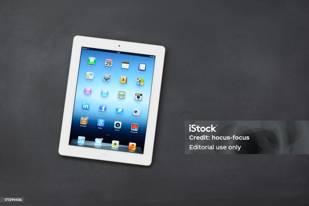 O novo iPad 3 com Quadro Negro - Royalty-free Computador Foto de stock