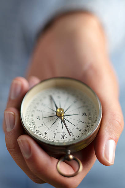 istock Close up of woman holding a directional compass 171294638