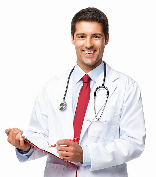 Male Doctor Writing Prescription - Isolated stock photo