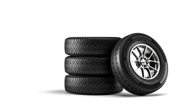 istock set of winter tyres on a white background. 1712954232