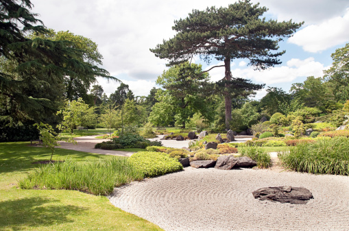 Japanese Garden with Raked Gravel