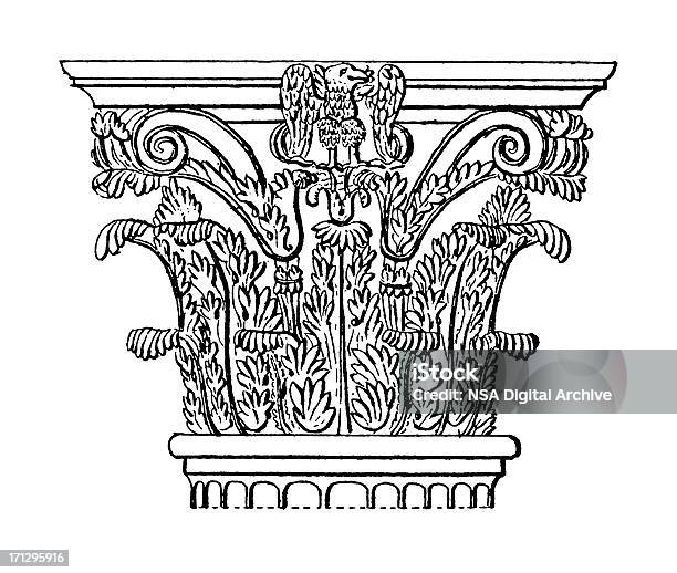 Коринфский Капитала Античный Архитектурные Иллюстрации — стоковая векторная графика и другие изображения на тему Архитектура