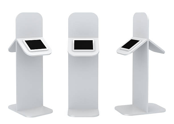 Black standing platform with tablet display 3d blank standing information podiumPlease see some similar pictures from my portfolio: kiosk stock pictures, royalty-free photos & images