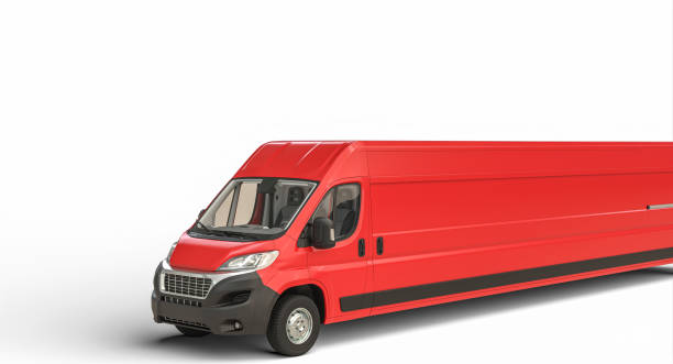 istock long red transport van on a white background. 1712961642