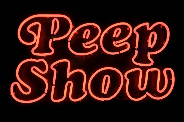 istock Red Peep Show Neon Sign at Night 171296333