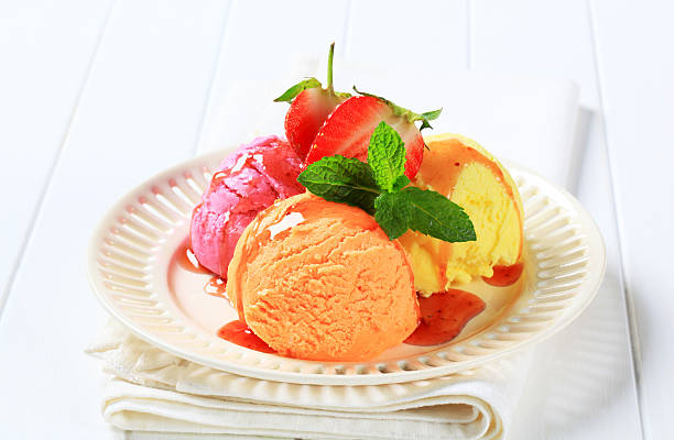istock Two scoops of icecream on a plate 171296942