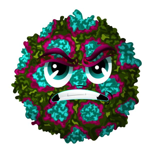 angry norovirus cartoon character illustration - norovirus diarrhea gastroenteritis virus stock illustrations