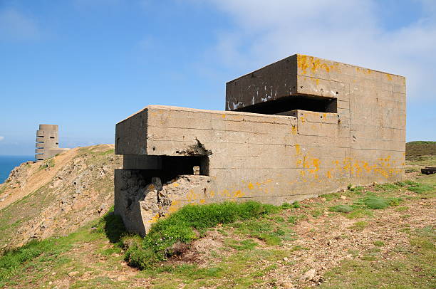 Wide angle image of WW2 remains dotted around Jersey's coast.